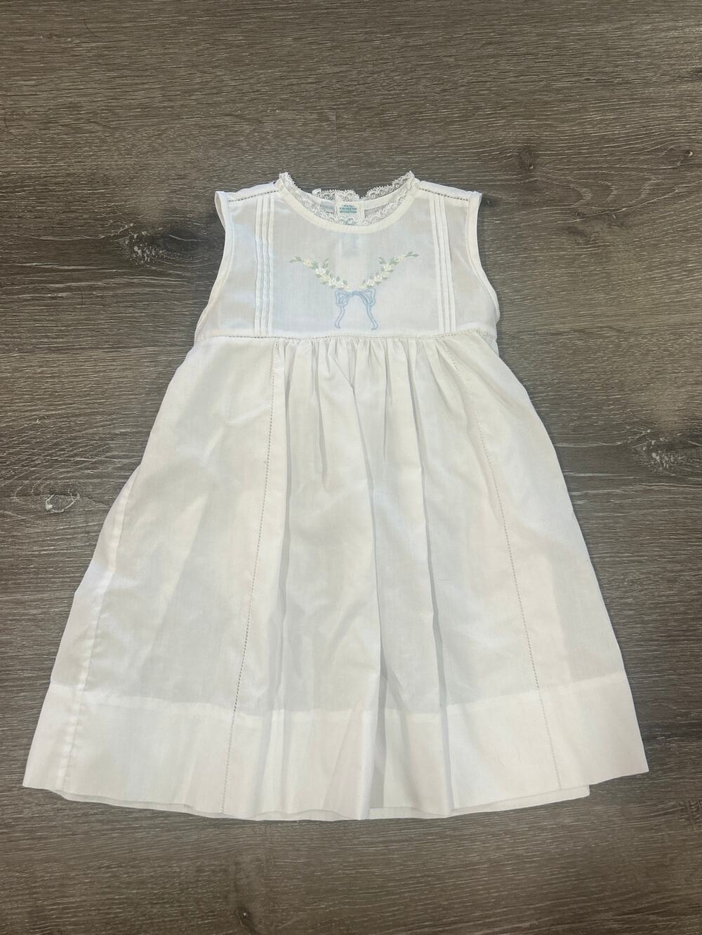 Vintage Feltman Brothers White Heirloom Dress Hand Embroidered Size 18M